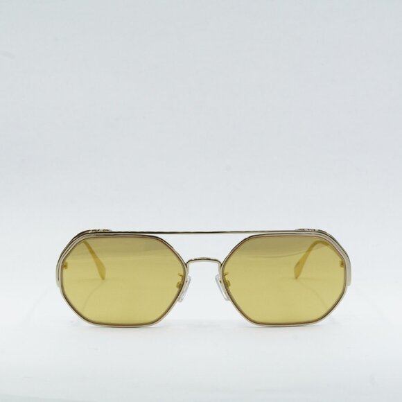 Fendi FE40039U 10L Sunglasses Gold Geometric Frame, Yellow Mirror Lenses main image 3